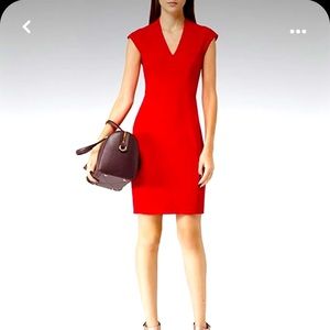 Reiss red cap sleeve dress
